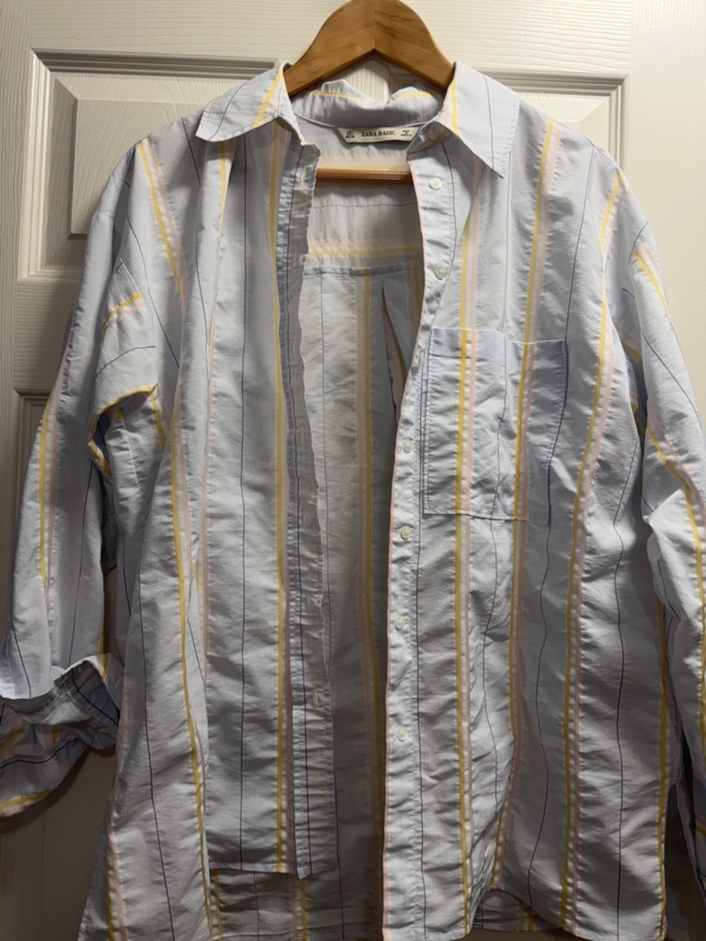 Zara Light Blue Striped Button-Down Shirt